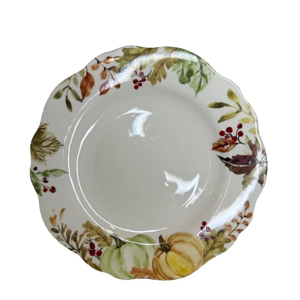 Set x4 Potter's Studio Fall Harvest Thanksgiving Pumpkin Scalloped Dinner Plates